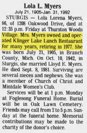 Klinger Lake Shopping Center (Klinger Lake Lunch) - Feb 01 1992 Article